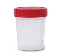10 barattoli sterili in plastica per analisi delle urine con coperchio da 100 ml. Bicchieri di prova per test e campioni di feci, saliva, sperma, espettorati e liquidi biologici