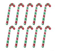 10 bastoncini di Natale gonfiabili in PVC, decorazioni giganti illuminate a LED, per esterni, cortile, giardino, feste, Natale, 88 cm (stampato in verde)