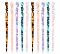 10 bastoncini per capelli in acetato con stampa leopardata, forcine per capelli vintage con guscio di tartaruga, eleganti bacchette per capelli cinesi retrò forcine per capelli a disco, bacchette per