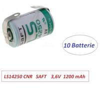 10 Batterie LITIO LS14250 1/2 AA Mezzastilo SAFT 3,6V con lamelle saldatura