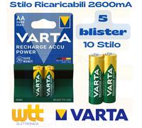 10 Batterie stilo AA ricaricabili VARTA 2600 mAh 1.2V