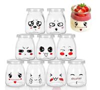 10 bicchieri da yogurt con coperchio e cucchiaio, 100 ml, piccoli bicchieri da dessert multiuso trasparenti per marmellate, miele, dessert, candele, yogurt, lavabili in lavastoviglie, senza BPA