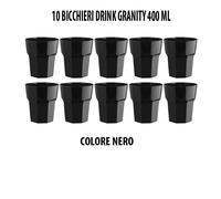 10 BICCHIERI DRINK GRANITY NERO OTTAGONALE in polipropil. riutilizzab. 400ml
