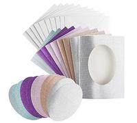 10 biglietti di auguri ovali in lino glitterato, formato B6, 5 colori, con buste, ovali