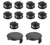 10 bobine per decespugliatore con 2 tappi protettivi per Bosch Easy GrassCut 18-230, nero, 7,5 x 7,4 cm