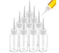 10 bottiglie da spremere da 50 ml, in plastica trasparente, bottiglie liquide, bottiglie vuote, piccole bottiglie da spremere con 10 teste per liquidi, colla, condimenti, salse e oli