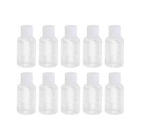 10 Bottiglie di Plastica da Viaggio 50ml Pet Pp con Coperchi | Acqua Emolliente e Shampoo, 10 Pezzi, Trasparenza Elevata, Leggero e Resistente alle Cadute