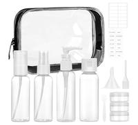 10 Bottigliette da Viaggio Set, 60ML Bottigliette da Viaggio Aereo, Portatile Contenitori Liquidi con Etichetta Contagocce Cucchiaio, Bottiglie Ricaricabili, per Cosmetici, Shampoo, Creme
