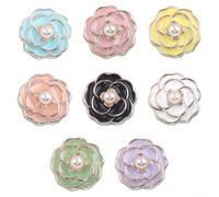 10 bottoni a forma di fiore con strass e perla centrale, 17 mm, retro piatto, per cucito, artigianato, abiti da sposa, abbellimenti fai da te e album di ritagli (viola)