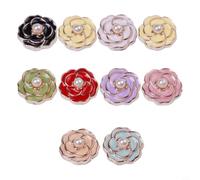 10 bottoni a forma di fiore con strass e perle finte al centro, 17 mm, retro piatto, per decorazioni fai da te, abiti da sposa, album di ritagli (capelli di colore misto)