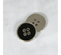 10 bottoni in lega da 11,5/15/18/20/25mm bottoni rotondi da cucire a 4 fori soprabito moda accessori per cappotti a vento-nero argento-25mm