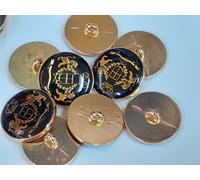 10 BOTTONI NERI DA CAMICIA RAFFIGURANTI 2 LEONI BAVIERA REGNO D' ITALIA BOTTONE