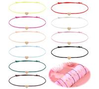 10 braccialetti dell'amicizia, con corda a cuore, in filigrana, regolabili, per donne e ragazze (diversi colori)