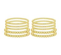 10 braccialetti elasticizzati con perline dorate impilabili per le donne alla moda impilabili placcati perle perline catena braccialetti alla moda braccialetti elastici impilati gioielli delicati