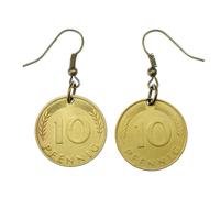 10 BRD Penny Orecchini Miniblings Moneta Germania Denaro Lucky Penny D Mark