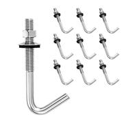 10 Bullone a Gancio Dritto Acciaio Inox 304 M6x100mm con Dadi e Rondelle