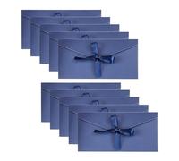 10 buste blu lago con nastri, biglietti d'auguri con nastro di carta kraft, buste regalo, buste di invito (22 * 11 cm)