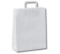 10 Buste cm 22+10x29 Shopper di Carta con Manici Piatti Carta Kraft Bianca Borsa Carta Sacchetto con Manici da Negozio