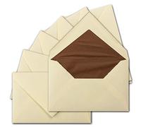 10 buste per lettere, vintage, foderate, in vera carta, 11,8 x 18,2 cm, formato diplomatico, avorio (crema), semi-opaco, incollaggio a umido, con fodera in seta