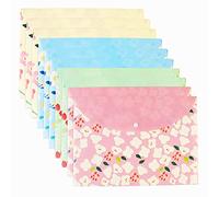 10 buste portadocumenti in 2 stili con stampa floreale, formato A4, in polietilene, organizer per documenti, con bottone a pressione, 6 colori (6 colori, A4)