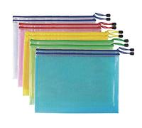 10 buste portadocumenti in rete con cerniera, impermeabili, in plastica resistente agli strappi, formato A5, con cerniera, per scuola, ufficio, casa, viaggi, (24 x 18 cm, multicolore)