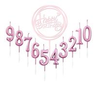10 candele con numeri per compleanno da 0 a 9 e 1 scritta in lingua inglese “Happy Birthday”, decorazione per torte, per feste di compleanno e matrimoni, colore oro rosa