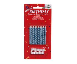10 Candeline compleanno magiche che non si spengono blu 6 cm