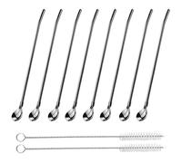 10 cannucce cucchiai cannucce, cucchiai in acciaio inox, cannuccia riutilizzabile con 2 spazzole per la pulizia, adatti per bere, frullati, caffè