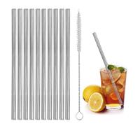10 cannucce in metallo in acciaio inox, cannucce per cocktail, piccole e corte, riutilizzabili, con spazzola per la pulizia, per cocktail, gin, bicchieri, caffè, vino, succhi di frutta, argento