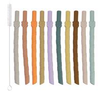 10 cannucce in silicone, cannucce riutilizzabili con 2 spazzole per la pulizia, cannuccia di ricambio, per bevande calde e fredde (multicolore)