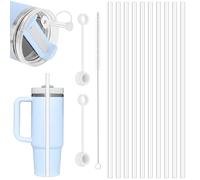 10 cannucce per Stanley Cup, 31 cm, accessori per Stanley 30/40 oz tazza da viaggio, cannucce di ricambio trasparenti con spazzola di pulizia e tappi di paglia