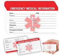 10 carte d’identità mediche d’emergenza, schede di contatto rosse per portafoglio e borsa, carte informative per condizioni mediche e allergie, utili per situazioni urgenti
