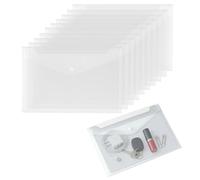 10 cartelle portadocumenti, formato A5, trasparenti, 24 x 17 cm, portadocumenti A5, buste trasparenti A5, con bottone a pressione, in plastica per ufficio, scuola, università, ricevute e viaggi