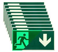 10 cartelli di emergenza retroilluminanti, 300 x 150 mm, retroilluminanti, per via di fuga, per uscita di emergenza, per via di fuga, con freccia verso il basso