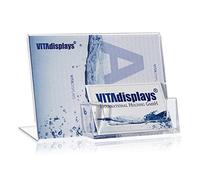 10 cartellini pubblicitari in formato DIN A6, in formato orizzontale, con supporto a L extra per biglietti da visita come espositore da tavolo in materiale plastico originale