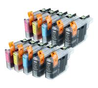 10 cartucce di inchiostro multicolore sostituisce Brother LC121M, LC121C + chip