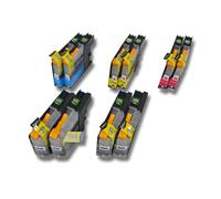 10 cartucce di inchiostro multicolore sostituisce Brother LC123, LC123BK + chip