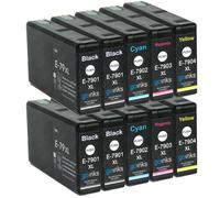 10 Cartucce d'inchiostro (Set+Bk) per Epson Workforce Pro WF-5110DW, WF-5190DW