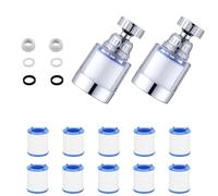 10 cartucce filtranti con 2 filtri dell'acqua per rubinetto, filtro dell'acqua rotante a 360°, rubinetto per filtraggio dell'acqua al carbonio, rimuove cloro, fluoro, metalli pesanti, acqua dura, per
