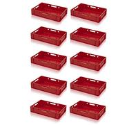 10 casse per carne E1 rosso, 60 x 40 x 12,5 cm, con metro