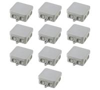 10 Cassette di derivazione, esterno IP55, quadrata 65 x 65 x 30 mm, Scatola per cablaggio impianto elettrico, stagna, grigio, Passacavi per ingresso tubi rigidi, corrugati e guaine spiralate
