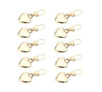 10 cerniere di ricambio dorate a forma di cuore, in metallo, per riparazione di giacche, pantaloni, bagagli, elementi di fissaggio, nozioni di cucito e forniture