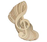 10 chiavi di violino in legno a forma di G a forma di chiave di violino da 3 mm (5 x 2 cm, foro superiore centrale)