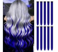 10 Ciocche di Extension Capelli Blu | 22" Extension Clip-In | Capelli Lisci e Sintetici Colorati Clip-In per Ragazze, Bambini, Donne, Uso Quotidiano, Feste, Natale (Blu)