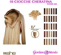 10 CIOCCHE EXTENSION CAPELLI VERI ALLA CHERATINA 55/60 cm LISCI 100% NATURALI SHE ORIGINAL
