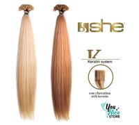 She Extension cheratina 10 ciocche capelli veri umani lisci mesciati 50-60 cm
