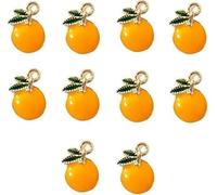 10 ciondoli a forma di frutta arancione in stile cartone animato, per la creazione di gioielli, placcati in smalto arancione per orecchini, collane, bracciali, portachiavi, forniture artigianali