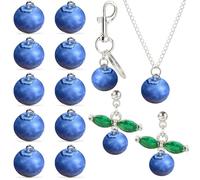 10 ciondoli a forma di mirtillo, con frutti di mirtillo, set di ciondoli estivi e perline per donne, perle, fascino estetico, portachiavi in resina, mirtilli e ciondoli