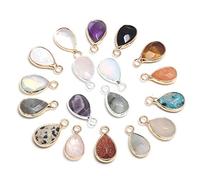 10 ciondoli al quarzo con pietre preziose, a forma di mini goccia d'acqua naturale, per collane e braccialetti fai da te, Pietra Ottone, Quarzo