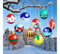 10 ciondoli natalizi grandi, 17,5 cm x 14 cm, con corda da 24 m, grandi decorazioni natalizie, adatti per decorazioni natalizie esterne e terrazze/D